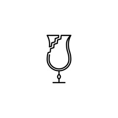 Obraz premium broken hurricane or tulip glass icon on white background. simple, line, silhouette and clean style. black and white. suitable for symbol, sign, icon or logo