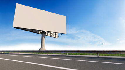 Mockup image of 3d rendering billboard beside highway.