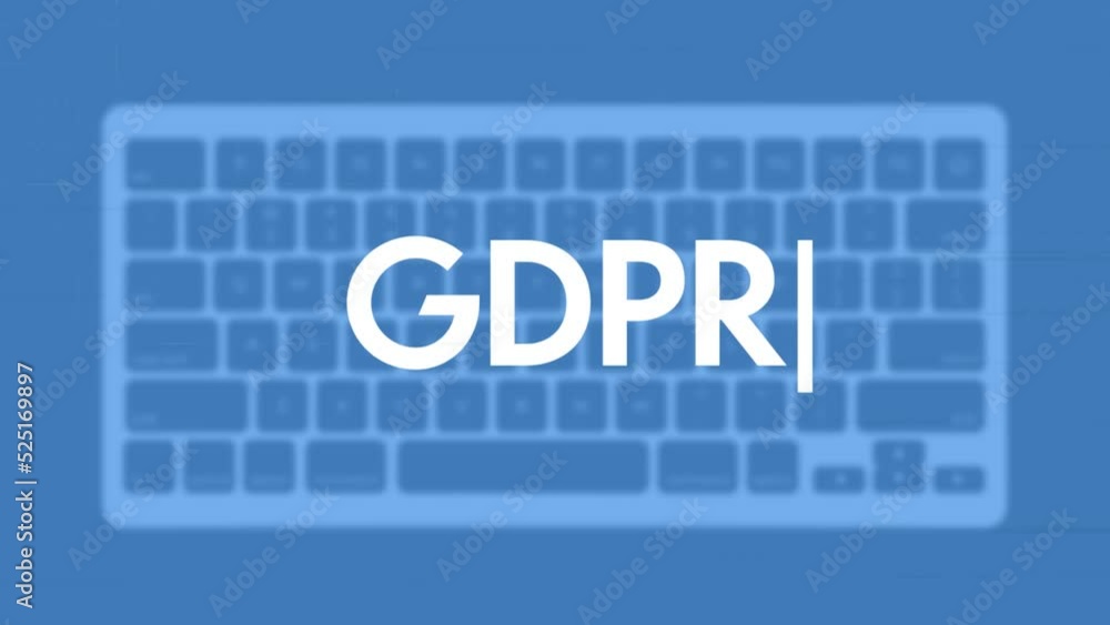 Aufkleber GDPR title. Modern flat web template with keyboard template on gray background