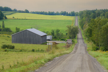 Countryside landscape with farm in Quebec, Canada