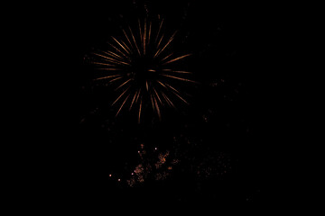 beautiful fireworks on the dark sky