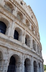 Ancient stone walls of the Roman Colosseum