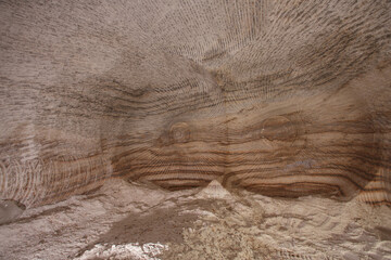 Sylvinite mine interior with beautiful patterns on the wall.