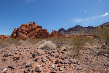 Red sandstone rock in the desert in Nevada