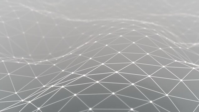 3d Modern slow wavy abstract geometric motion graphics background of a interconnected dots mesh pattern 4k looping animation