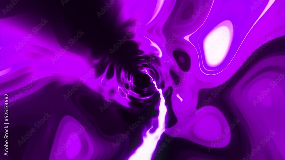 Poster tunnel with neon plasma. motion. bright neon spots flicker in tunnel. round rotating tunnel with fla