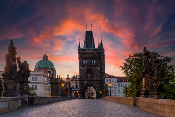 Fototapeta na wymiar Charles Bridge view in Prague City