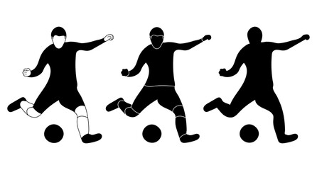 Set, silhouette outline, sportsman football, soccer players. Football, sport, isolated vector. © Mar