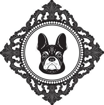 bulldog logo with vintage frame handmade design vector