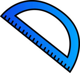 Fototapeta premium Vector illustration of a blue ruler. Sketch of school subjects. The idea for a logo, drawings, banners, magazines, printing on clothes, advertising, children's coloring book
