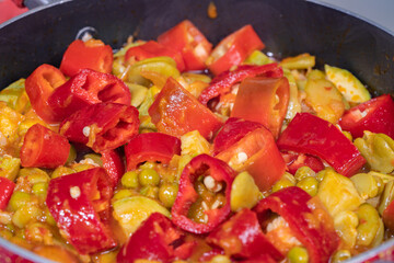 various traditional Tunisian dish with various ingredients of the country