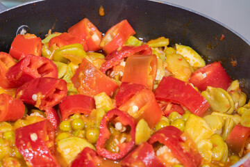various traditional Tunisian dish with various ingredients of the country
