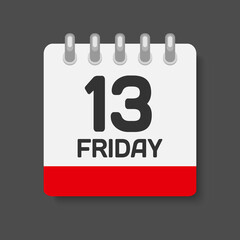 Vector icon day page calendar, date Friday 13