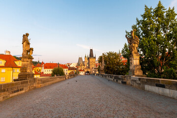 Charles Bridge view in Prague City