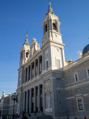 Fototapeta na wymiar Almude Cathedral facacde facing Plaza de la Armeria, Madrid