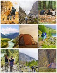 collage of hiking in mountains