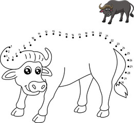 Dot to Dot Buffalo Coloring Page for Kids