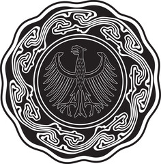 eagle bird logo with vintage frame vector design