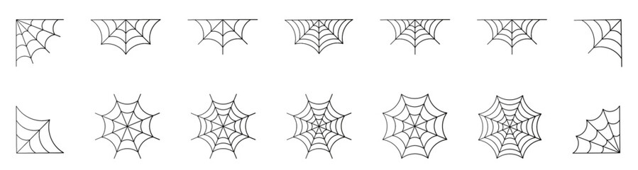 Spiderweb vector icon set. Halloween cobweb symbol collection