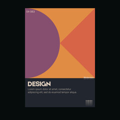 Brutalism inspired graphic design of vector poster cover layout made with vector abstract elements and geometric shapes, useful for  branding presentation, album print, website header, web banner.