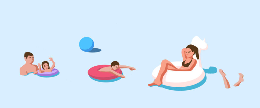 Family holidays playing and swimming