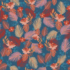 Abstract vector flowers in trending colors