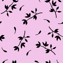 Beautiful seamless pattern for textile design. Plant floral design.. Vintage romantic bloom design. Seamless flower pattern. Elegant luxury. Beautiful wallpaper. Black flower on a pink background.