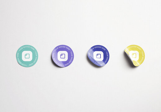 Four Round Stickers Mockup