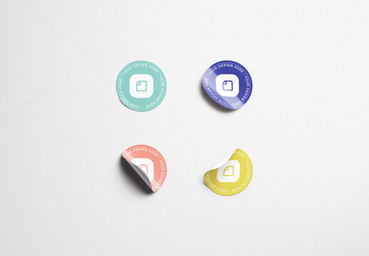 Four Round Stickers Mockup