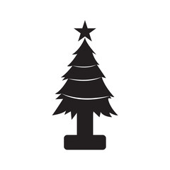 Obraz premium Christmas special gift tree icon | Black Vector illustration |
