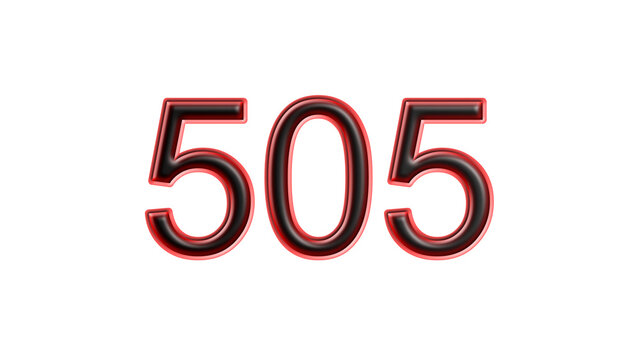 red 505 number 3d effect white background