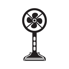 Obraz premium Electric wind stand fan icon | Black Vector illustration |