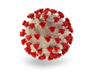 covid-19 virus cell with shadow 3d-illustration - obrazy, fototapety, plakaty