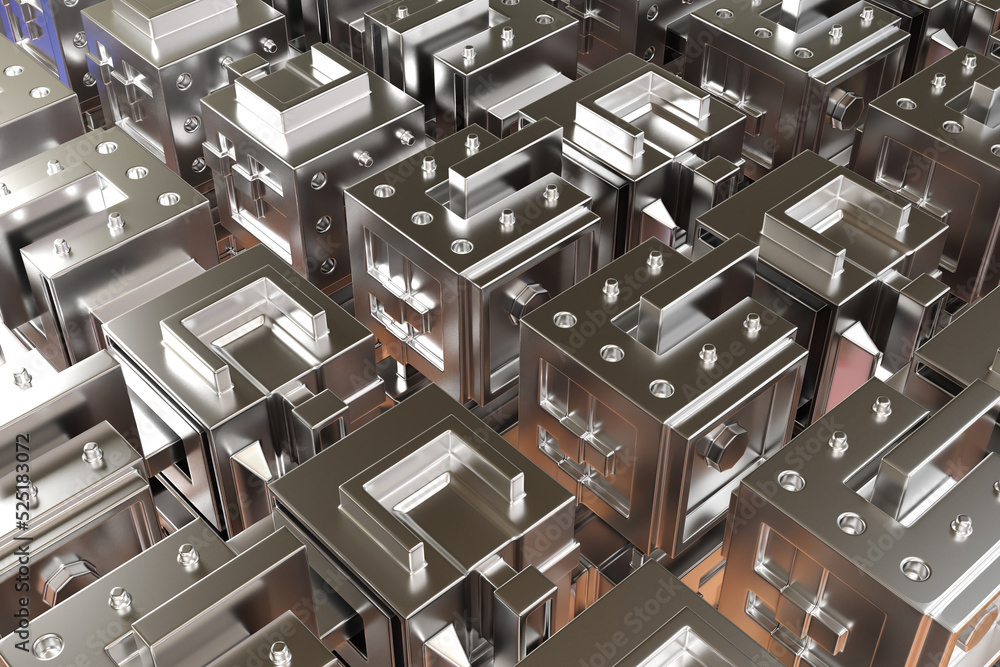 Poster background with steel elements. gray metal items. background of metal armor close-up. steel robot ar