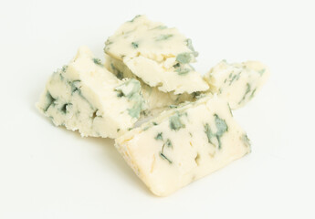 Cheese with blue mold isolated on white background