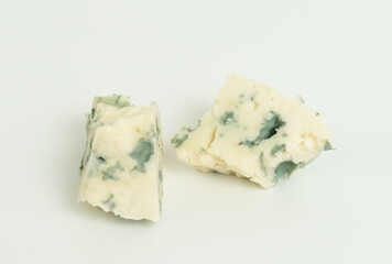 Cheese with blue mold isolated on white background