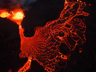 Iceland volcano eruption Meradalir with lava
