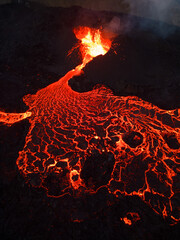 Iceland volcano eruption Meradalir with lava