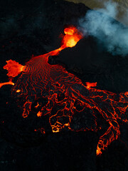 Iceland volcano eruption Meradalir with lava