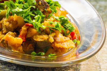 various traditional Tunisian dish with various ingredients of the country.