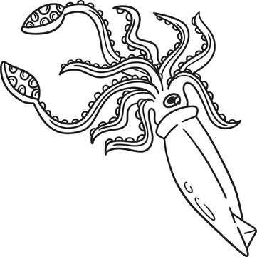 recommend clip art: Giant Squid Coloring Page for Kids