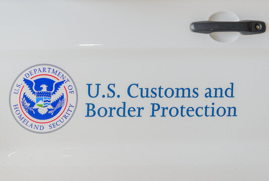 Agency Logo and Name on Side of Vehicle for U.S. Customs and Border Protection, Department of Homeland Security on April 24, 2022 in New Orleans, LA, USA