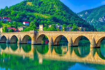 Fototapeta premium Mehmed pasha Sokolovic bridge in Visegrad, Bosnia and Herzegovina.