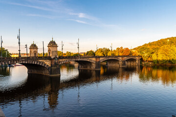 Fototapeta na wymiar Legion Bridge view in Prague City 