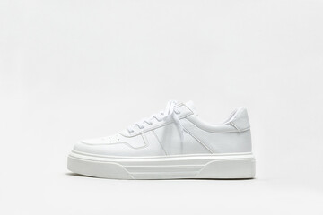 White leather sneaker on a white background