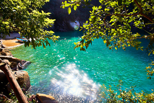 Turquoise Water In The Beach Colomitos A Hidden Beach On Boca De Tomatlan Puerto Vallarta Jalisco 