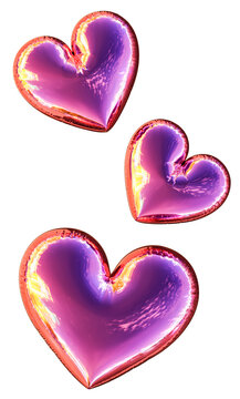 Heart balloon. Cute  purple heart shaped balloons decor, valentines day design element for romantic greeting card. 3d illustration.