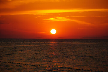 The natural phenomenon of sunset under the influence of climate change