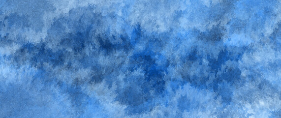 Blue vector watercolor art background. Hand drawn frosty pattern on glass. Christmas  wallpaper design for cards, flyers, poster, banner, cover design, invitation cards, prints. Winter backdrop. Ice.