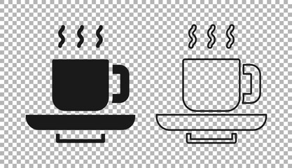 Black Coffee cup icon isolated on transparent background. Tea cup. Hot drink coffee. Vector
